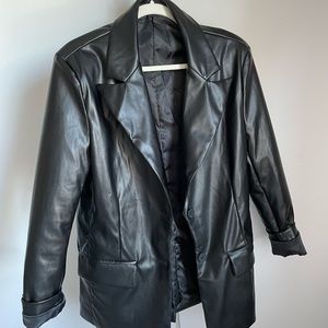 Faux Leather Blazer